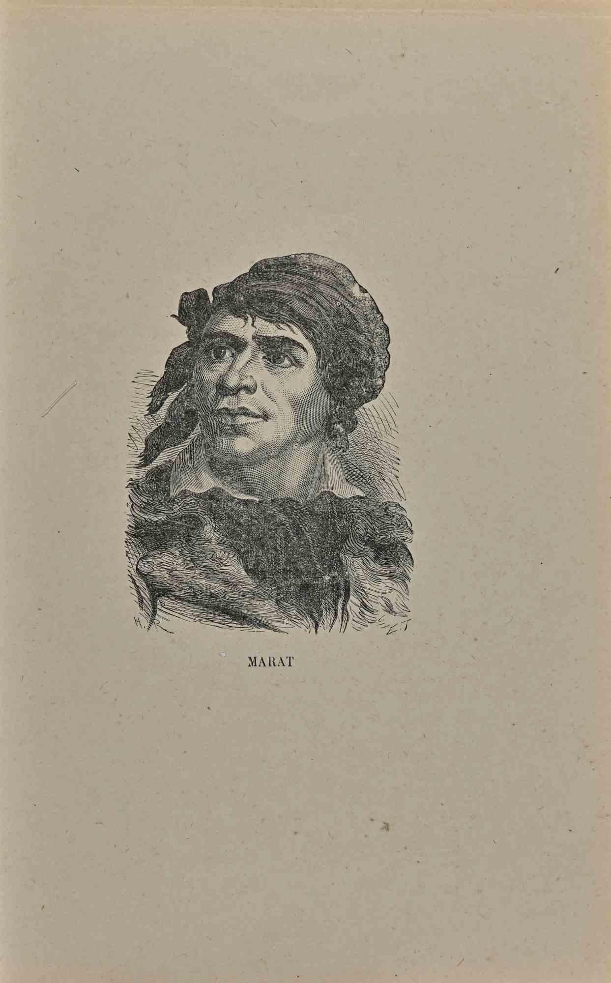 Unknown Portrait Print – Porträt von  Marat - Lithographie - Anfang des 19. Jahrhunderts