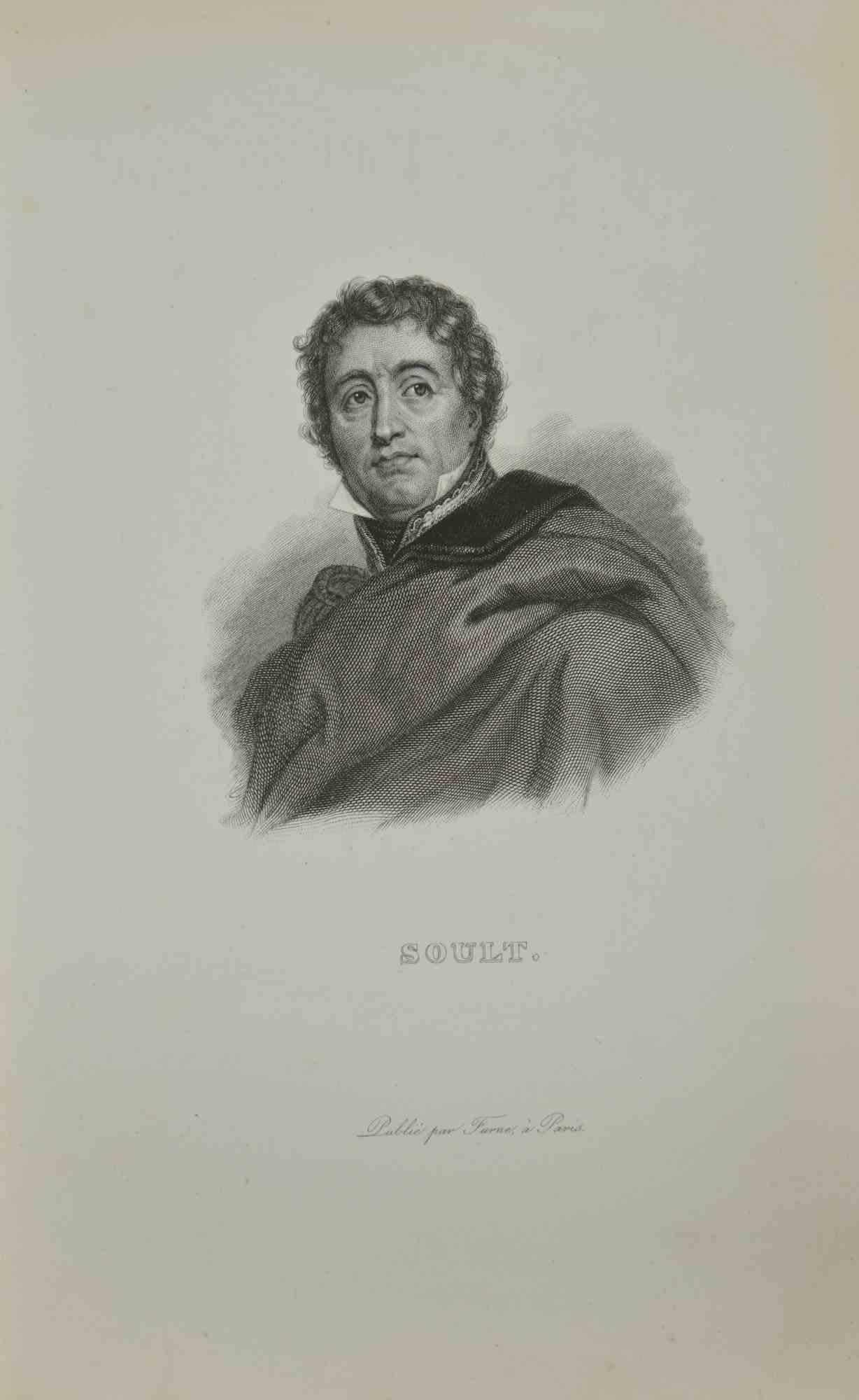 Unknown Portrait Print - Portrait of Soult  - Etching - 1837