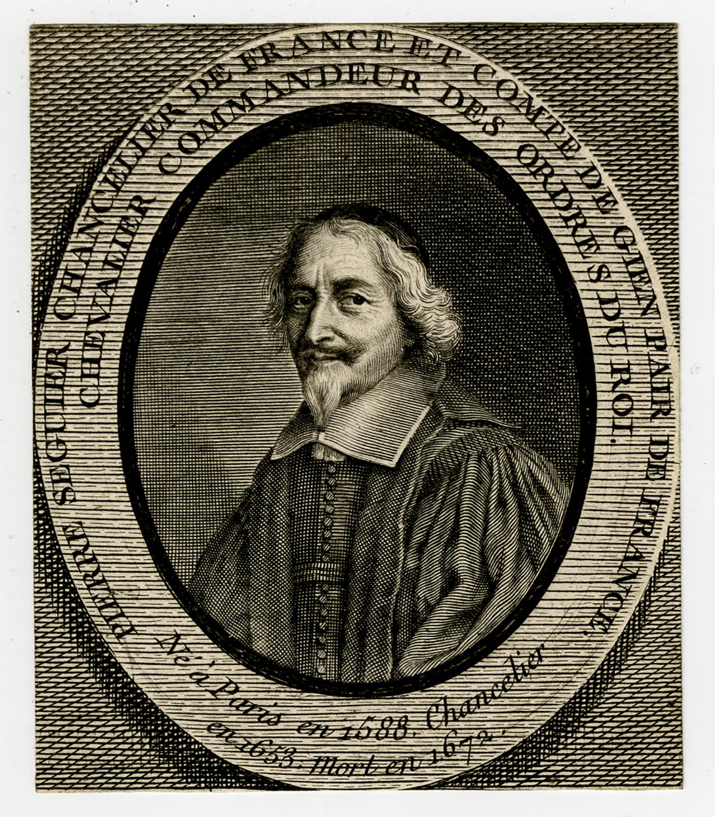 Unknown Portrait Print - Portrait of the chancelor Pierre Seguier - Engraving - 18th Century