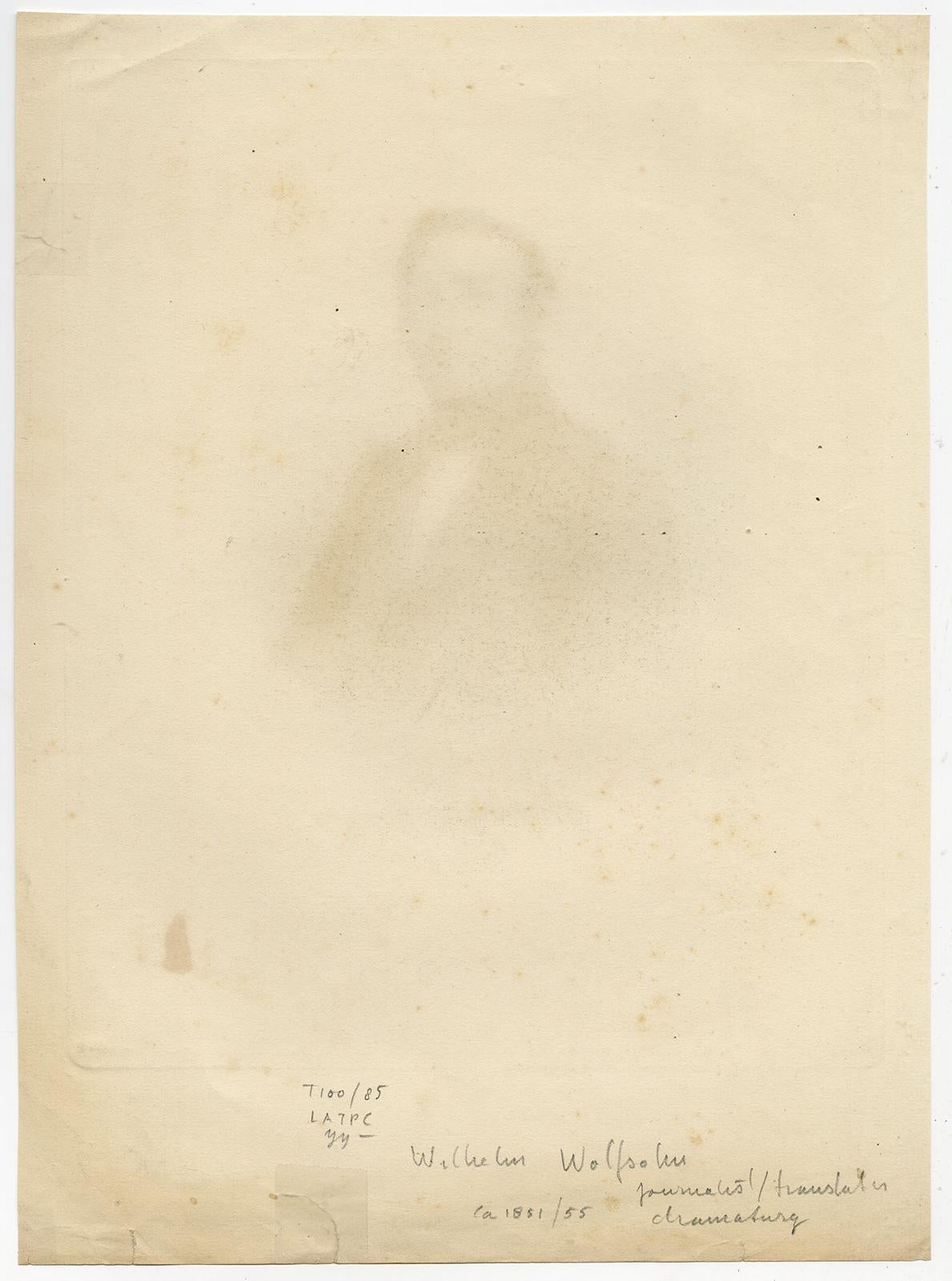 Portrait of the journalist Wilhelm Wolfsohn - Engraving - 19th Century - Print by Unknown
