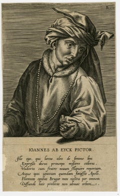 Portrait of the painter Jan Eyck - Engraving - 16th Century