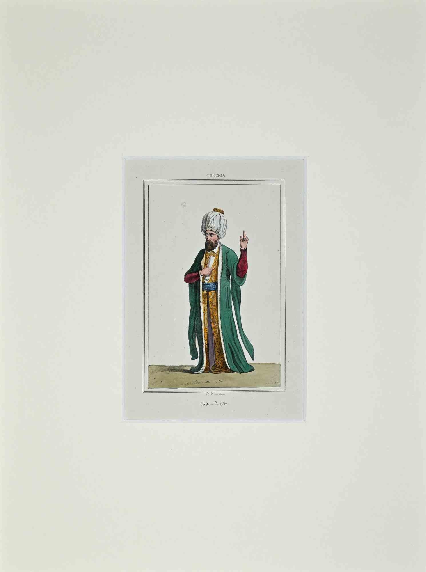 Portrait of Turkish Sultan Cadi-Lechker - Original Lithograph - Mid 19th Century - Print by Unknown