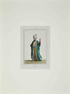 Portrait of Turkish Sultan Cadi-Lechker - Original Lithograph - Mid 19th Century