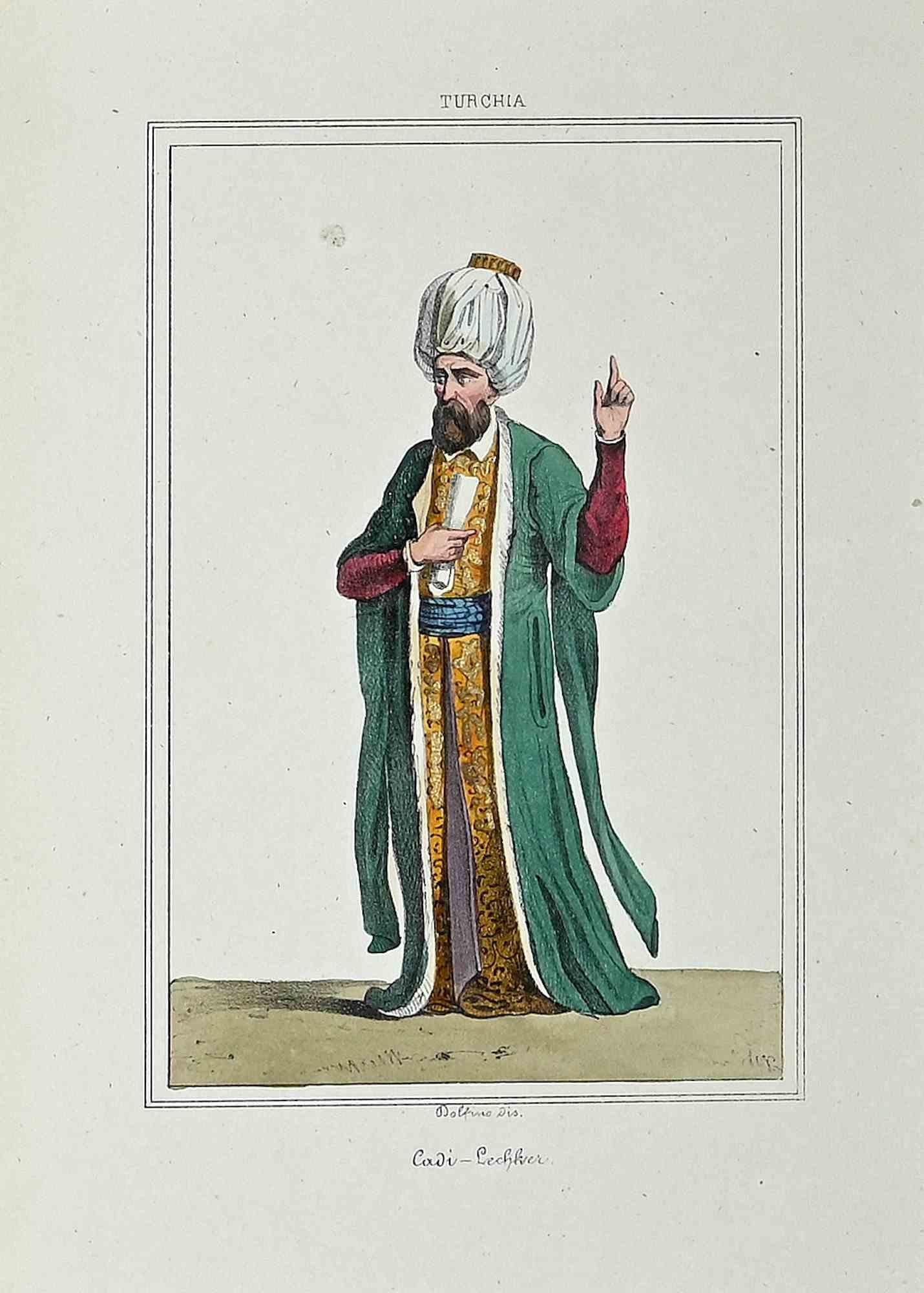 Unknown Portrait Print - Portrait of Turkish Sultan Cadi-Lechker - Original Lithograph - Mid 19th Century