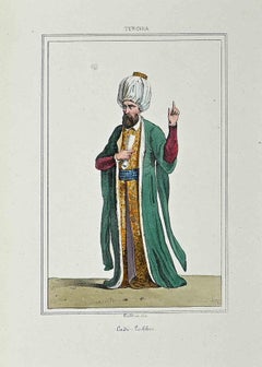 Portrait of Turkish Sultan Cadi-Lechker - Original Lithograph - Mid 19th Century