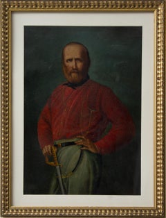 Portrait of Young Giuseppe Garibaldi - Oil on Copper - 19th Century