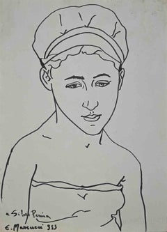 Ritratto di giovane donna - Disegno originale - 1953