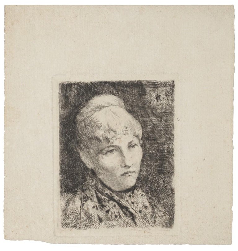 Unknown Portrait Original Etching Print 20th Century For Sale at