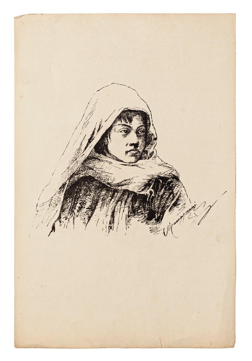 Portrait - Original Lithograph - 1880 ca