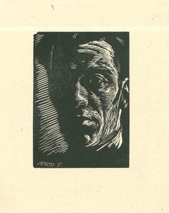 Portrait - Original Woodcut by Sergio Sergi  - Early 20th Century