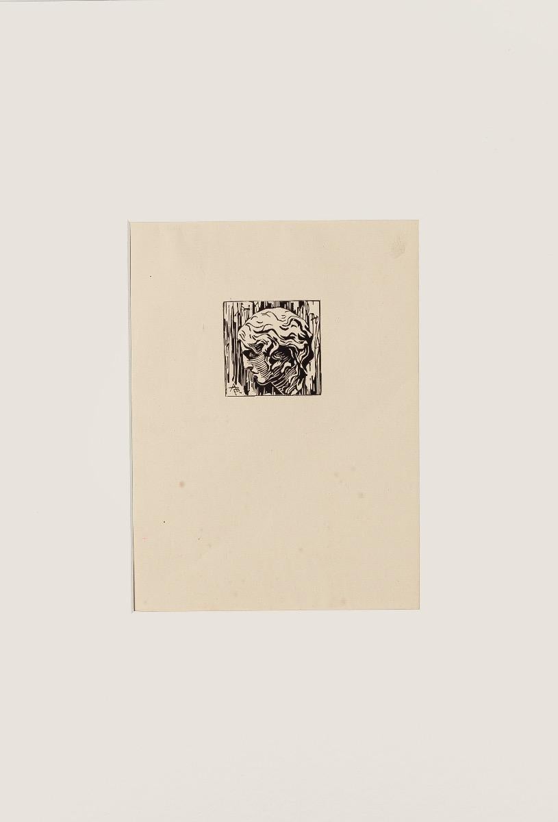 Portrait - Woodcut on Paper - 20th Century - Print by Unknown