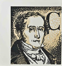 Portrait  -  Woodcut print - early 20th century