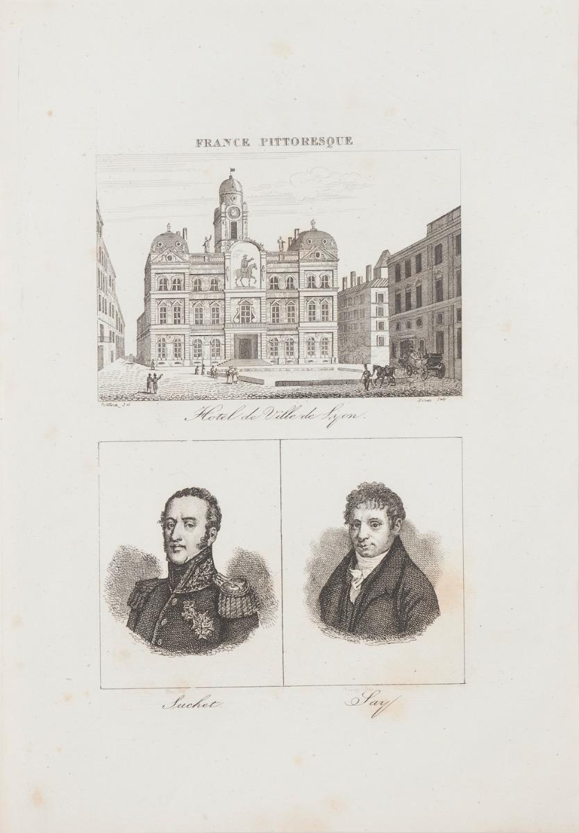 Unknown Landscape Print - Portraits and Cityscape - Lithograph  - 19th Century