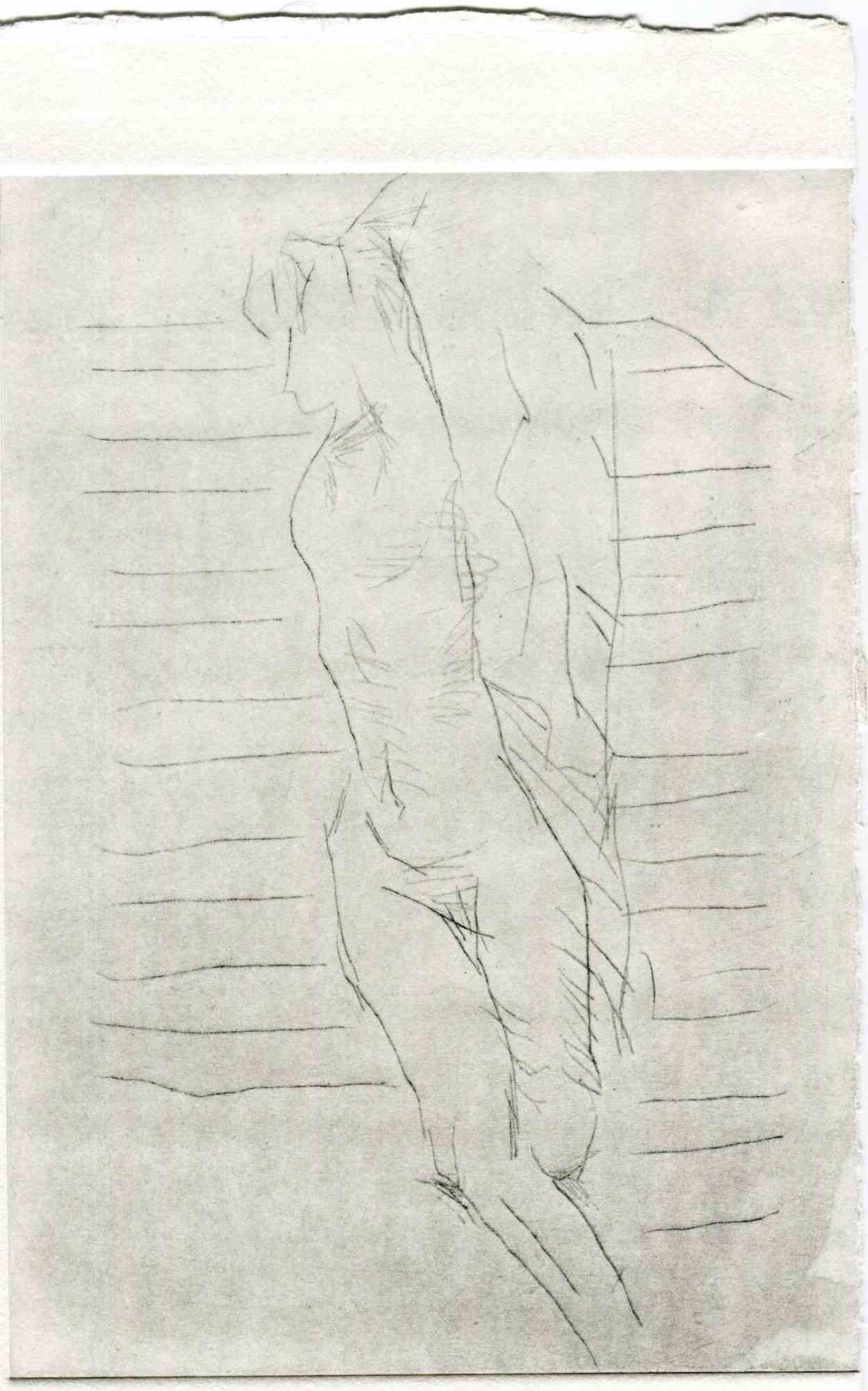 Nudo in posa - Acquaforte e puntasecca originale - Metà del XX secolo