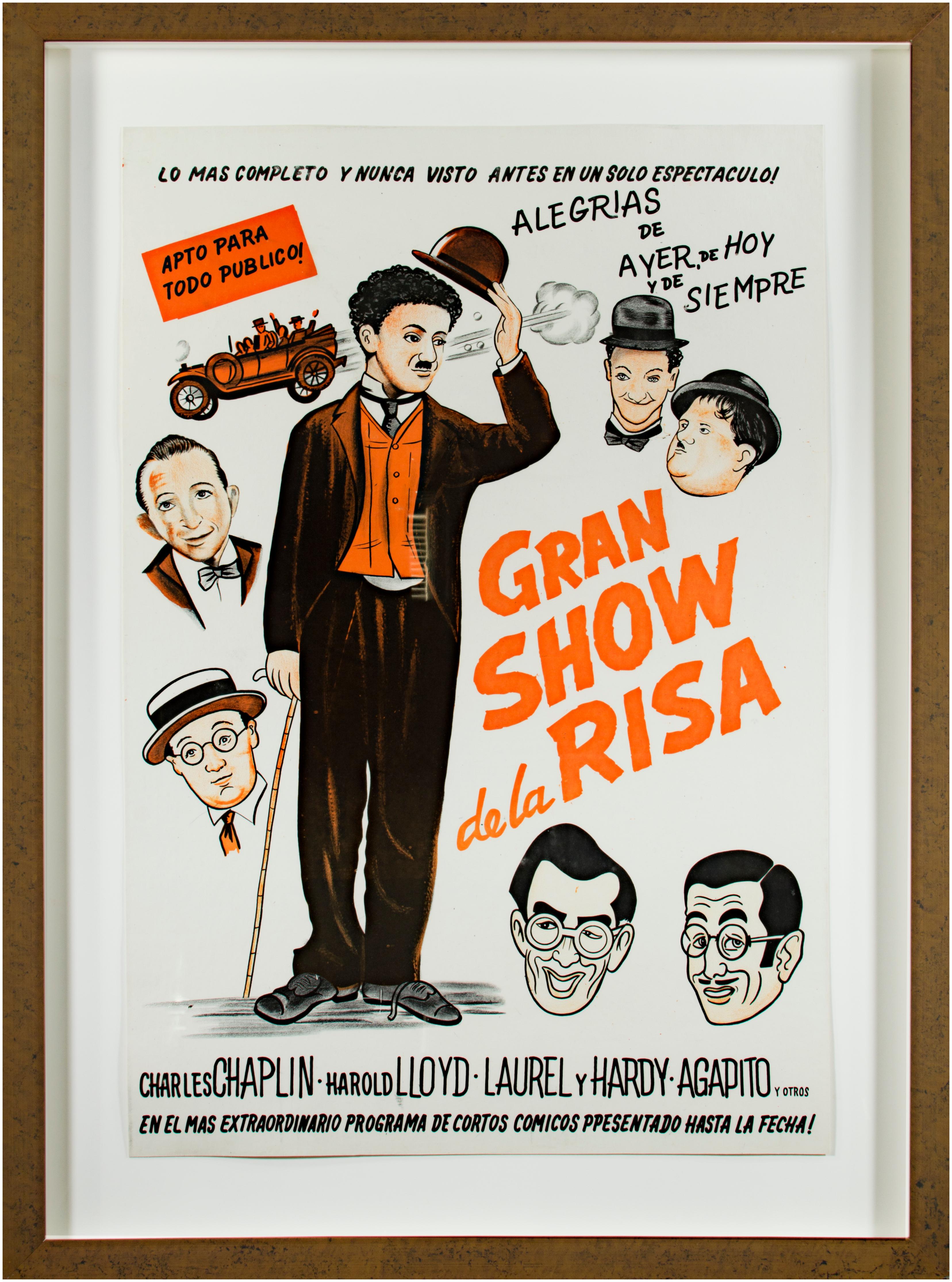 Unknown Figurative Print - Poster for "Gran Show de la Risa" with Charlie Chaplin, Harold Lloyd, and others