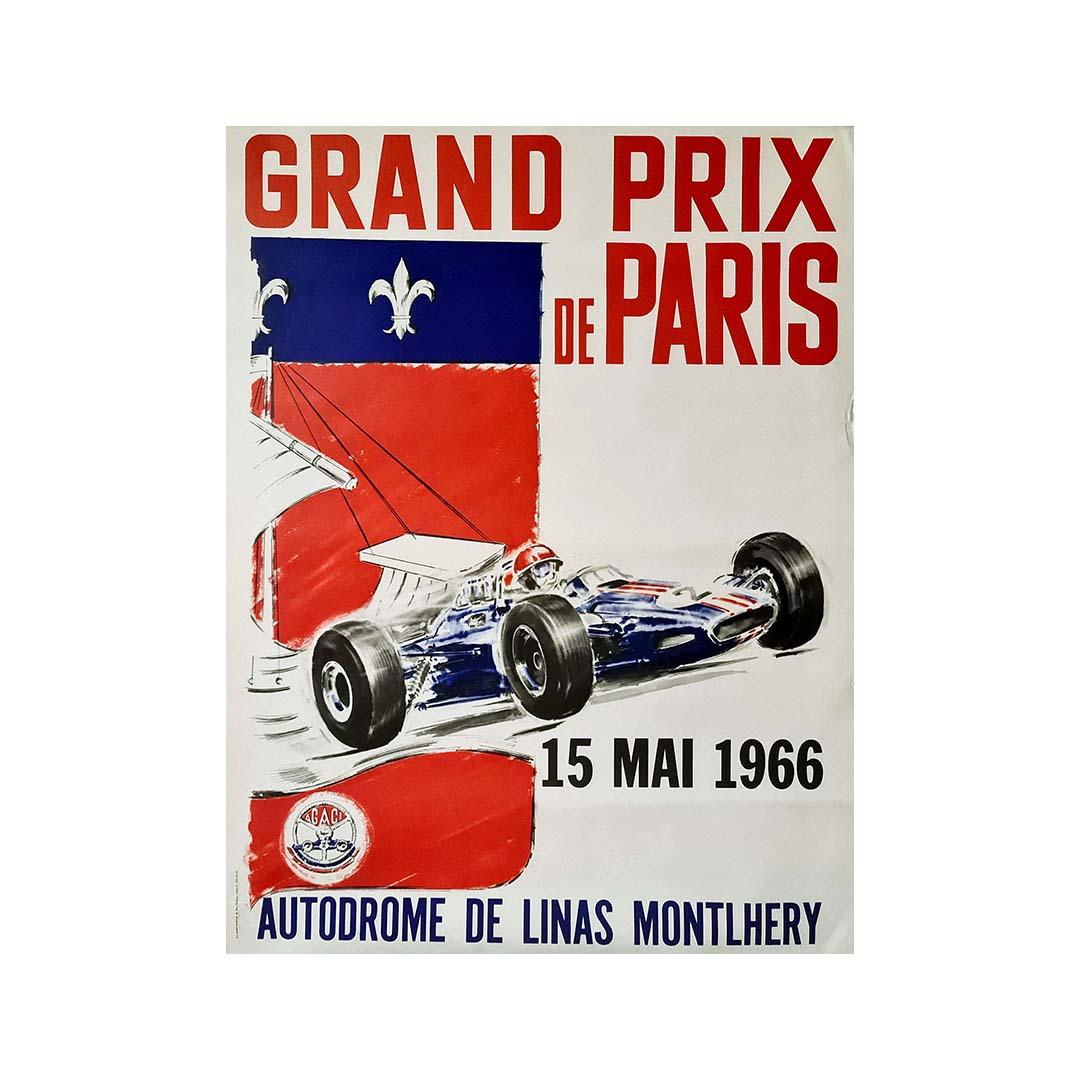Affiche pour le Grand Prix de Paris de 1966 à l'Autodrome de Linas Montlhery - Print de Unknown