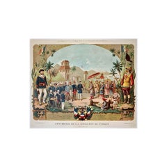 Antique Poster from the end of the 19th century on the conquest of Tonkin