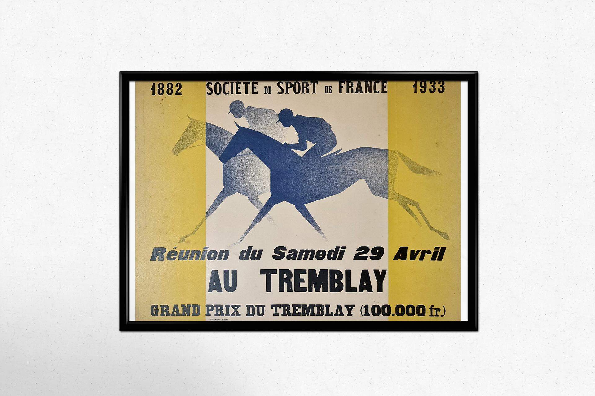 Poster made in 1933 to promote the Grand Prix du Tremblay which was a horse race - Art Deco Print by Unknown