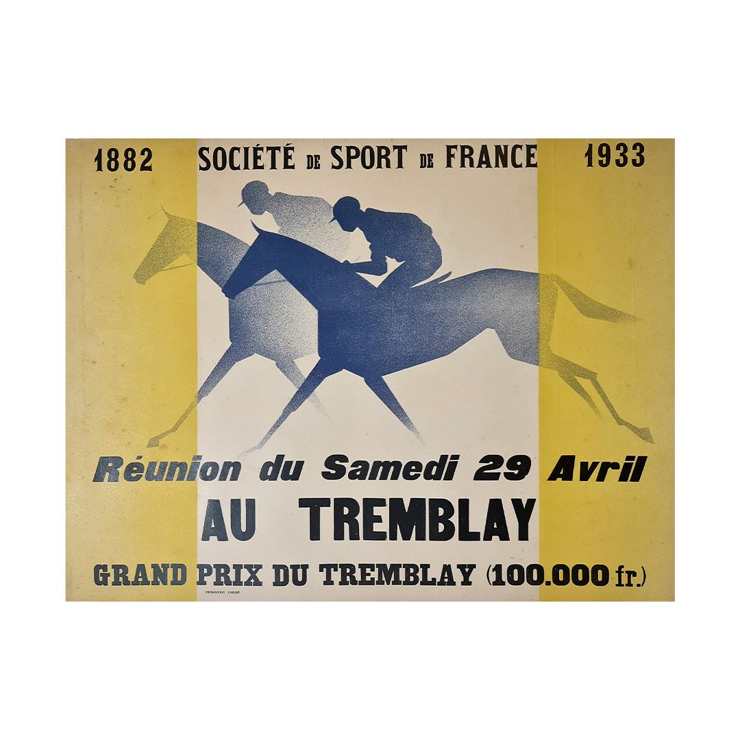 Poster made in 1933 to promote the Grand Prix du Tremblay which was a horse race.

Horse riding

Sports company of France

Pailhé