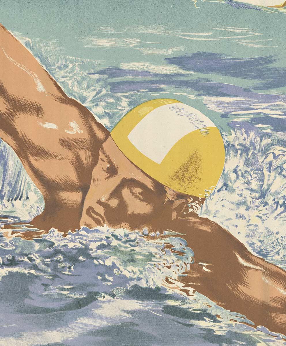 Praxis Practice Wassersport, Eastern Block Original-Vintage-Plakat (Amerikanischer Realismus), Print, von Unknown