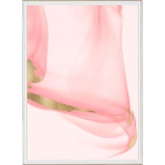 Prairie Wind Triptych in Pink No. 1, gold leaf, acrylic box, framed