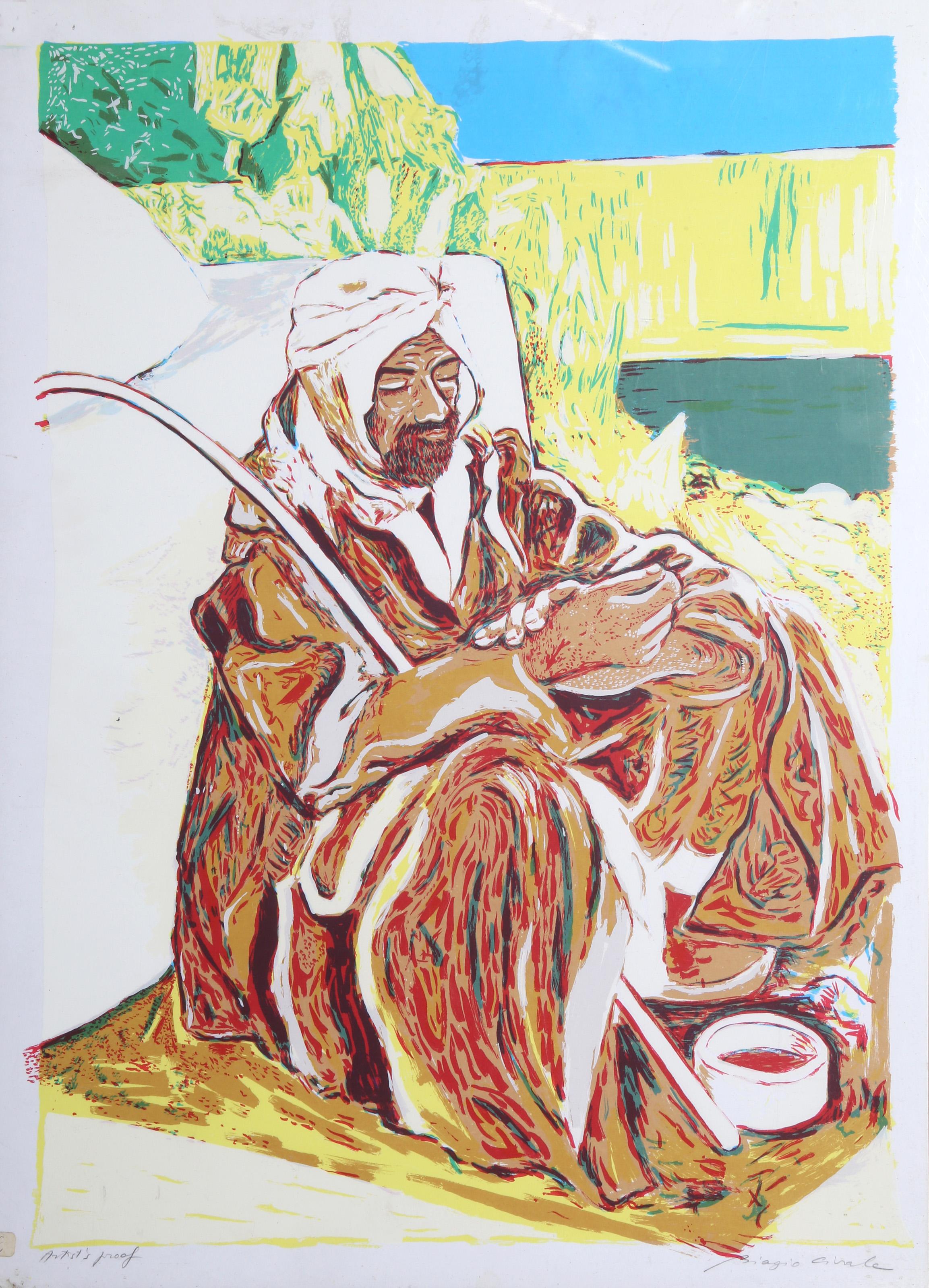 Prayer at Bengasi, Modern Screenprint by Biagio Civale