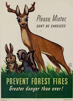 "Please, Mister, Don't Be Careless" Vintage Poster featuring Disney Characters
