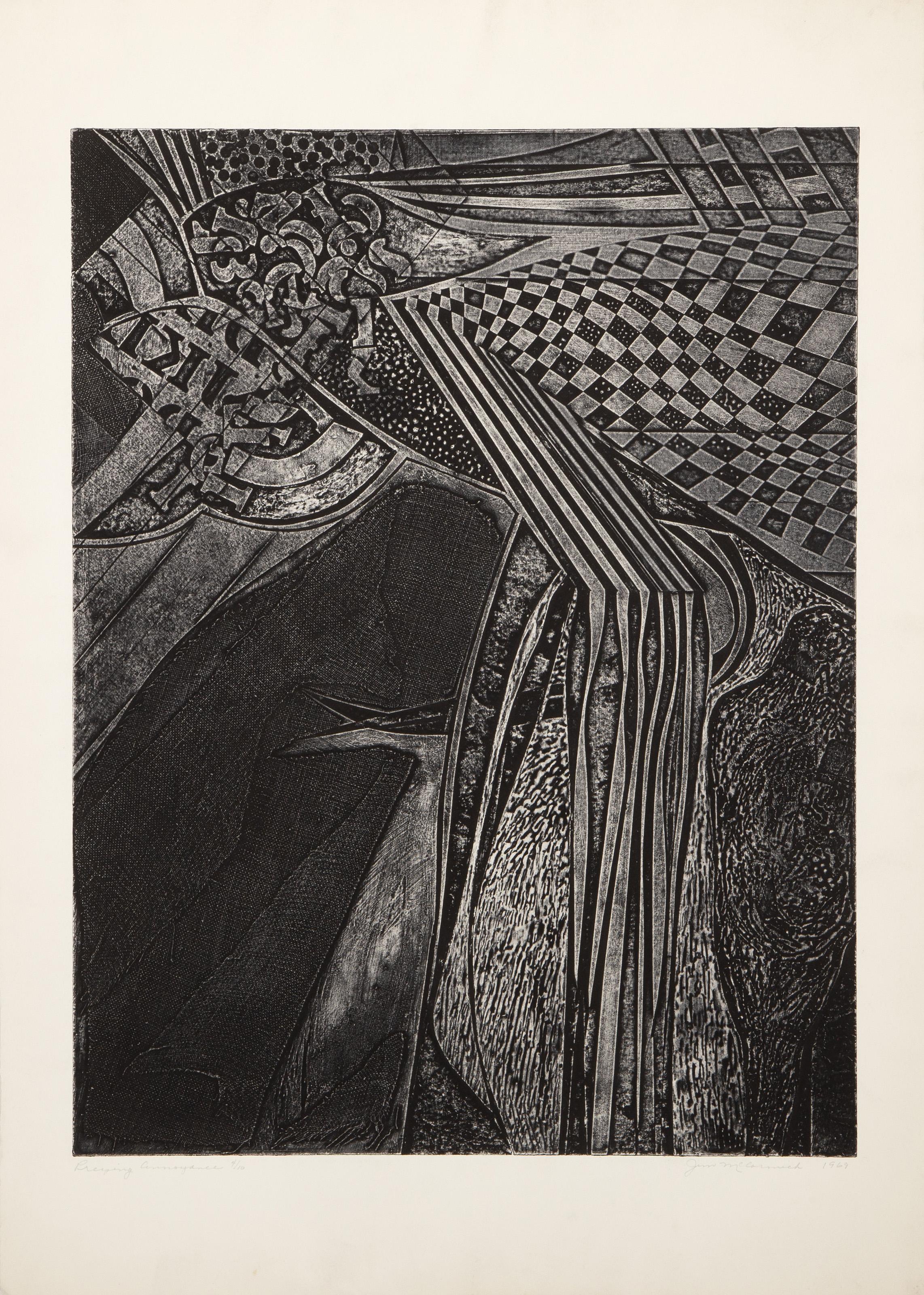 Preying Annoyance, Surrealist Etching by Jim McCormick - Print by JIm McCormick