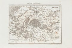 Price - Map of Seine - Original Etching  - 19th Century