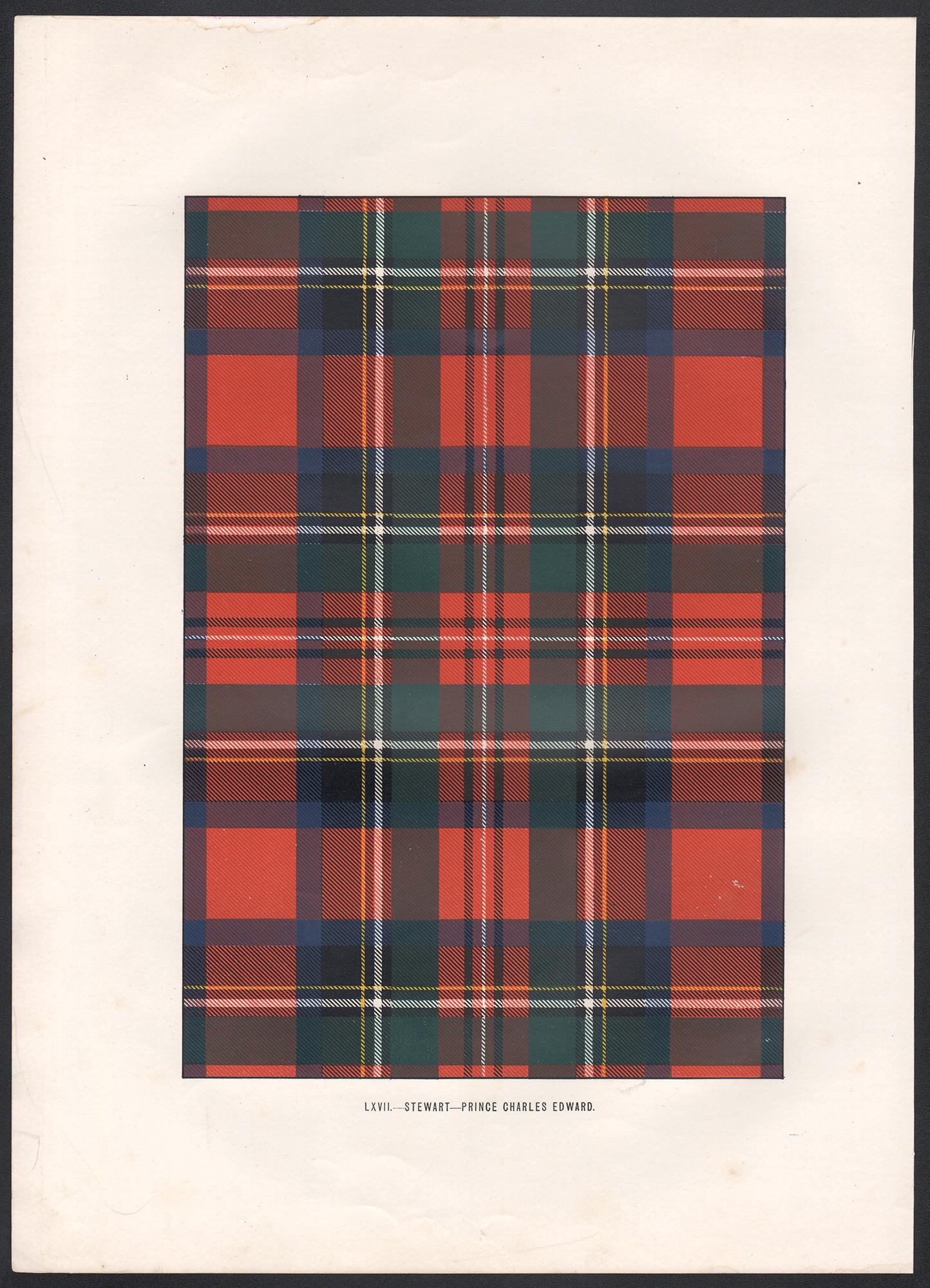 Stewart - Prince Charles Edward (Tartan), Schottland Lithographie Druck – Print von Unknown