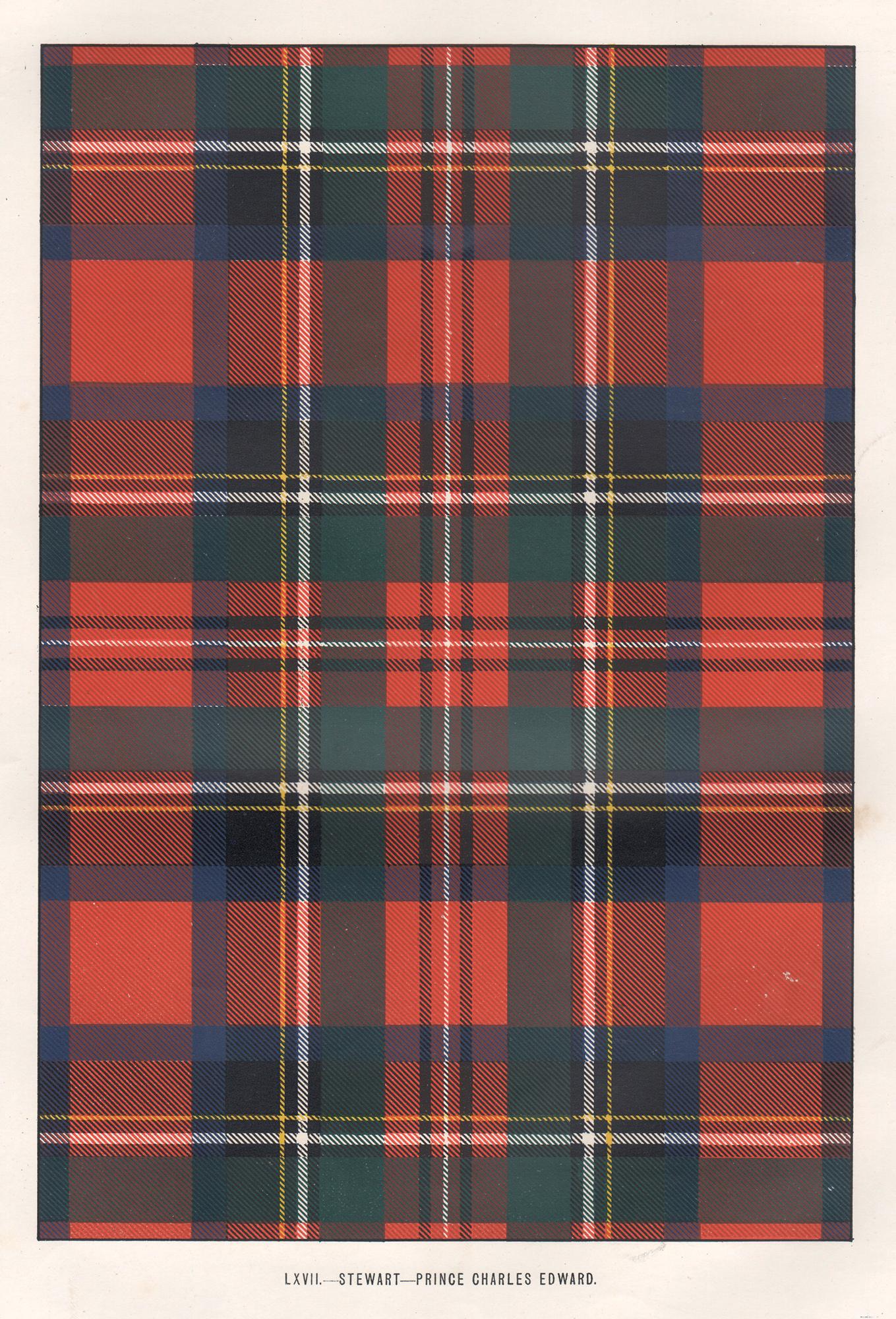 Stewart - Prince Charles Edward (Tartan), Schottland Lithographie Druck