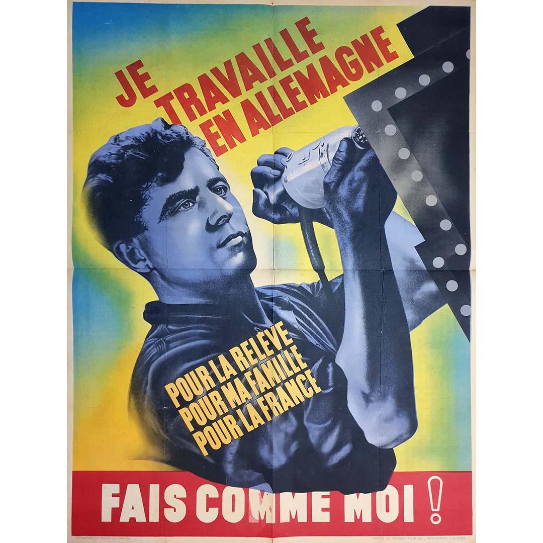 Propaganda poster during the Second World War for going to work in Germany.
The Service du travail obligatoire (STO) was, during the occupation of France by Nazi Germany, the requisition and transfer to Germany of hundreds of thousands of French