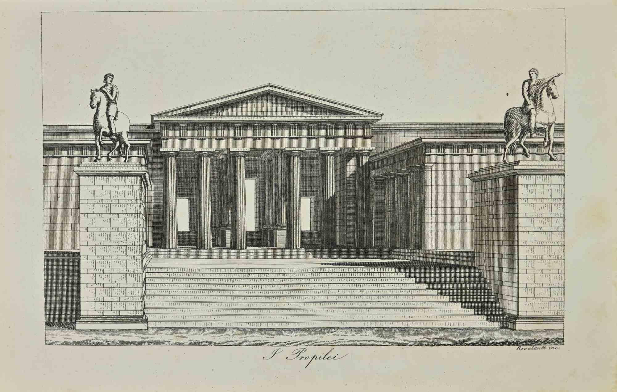 Unknown Figurative Print – Propylaea – Lithographie – 1862