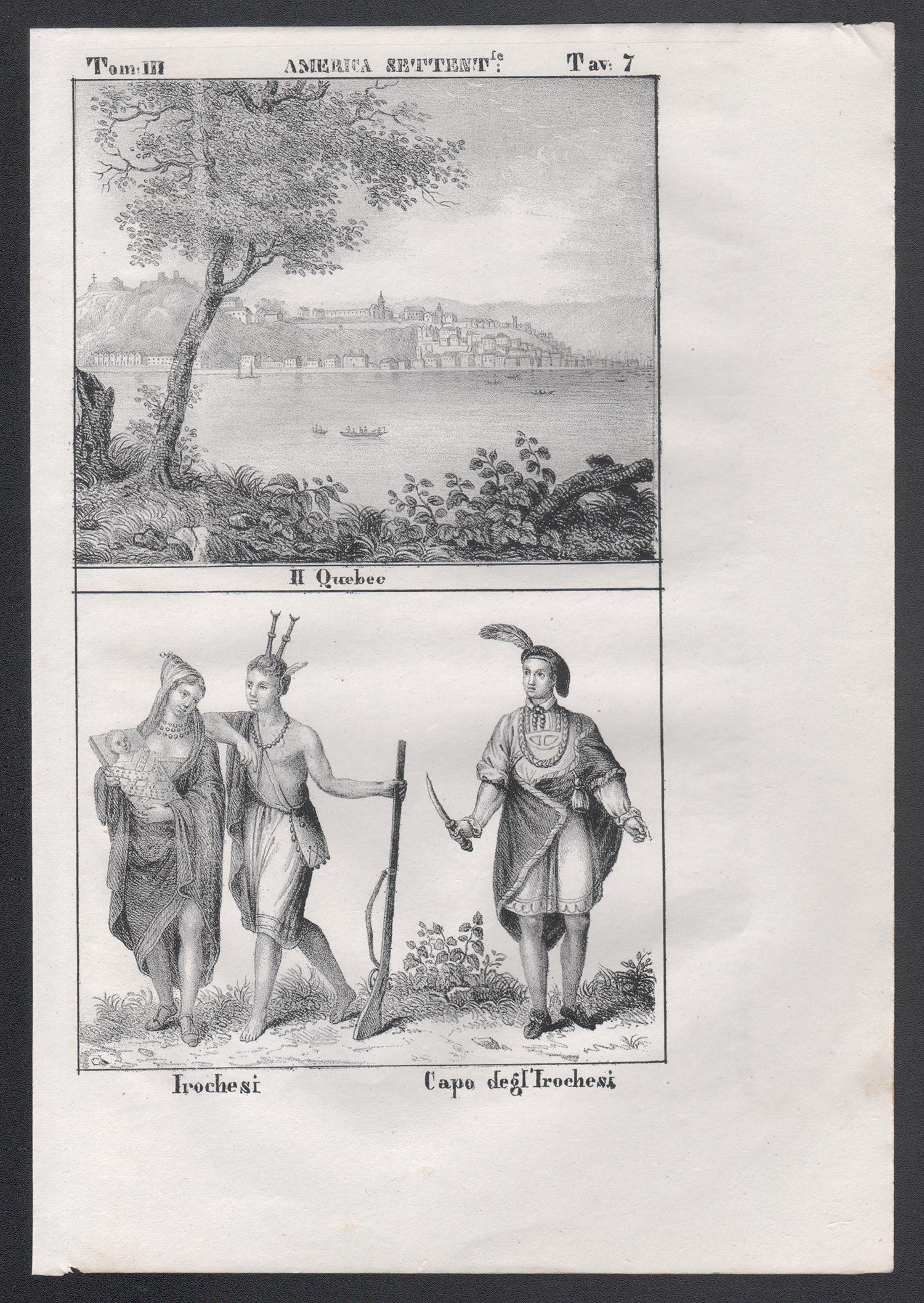 Québec et Iroquois, Canada, Amérique du Nord, lithographie du milieu du XIXe siècle. - Print de Unknown