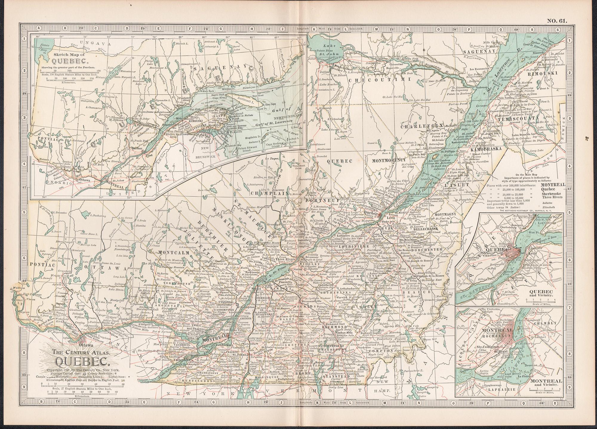 Quebec. Canada. Century Atlas antique vintage map - Print by Unknown