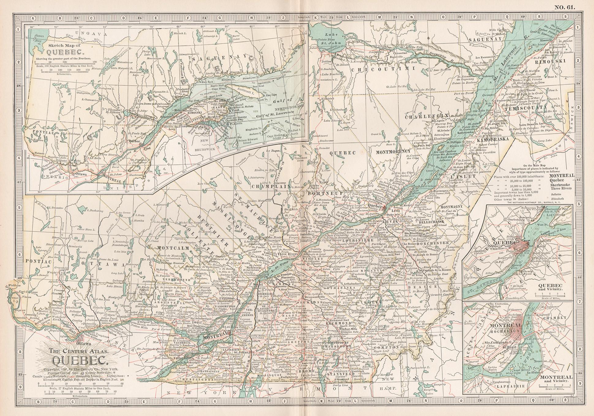 Unknown Print - Quebec. Canada. Century Atlas antique vintage map