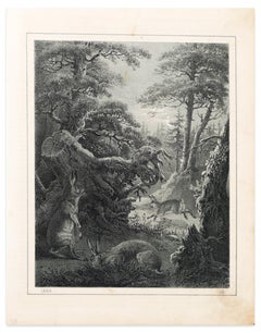Rabbits - Original Lithograph - 1864