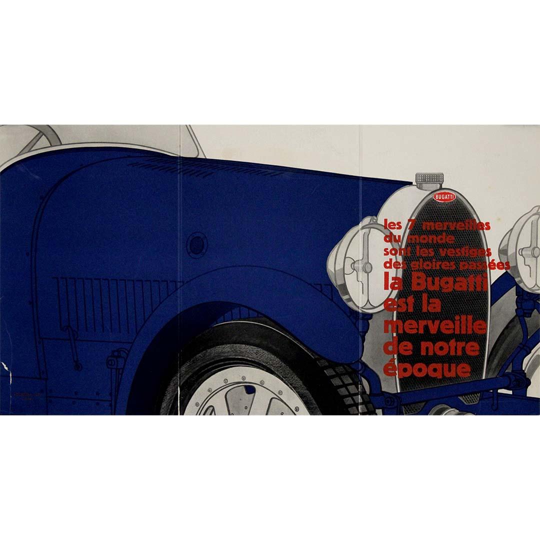 Rare and striking artifact of automotive history original 1928 Bugatti poster - Print by Unknown