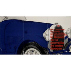 Antique Rare and striking artifact of automotive history original 1928 Bugatti poster