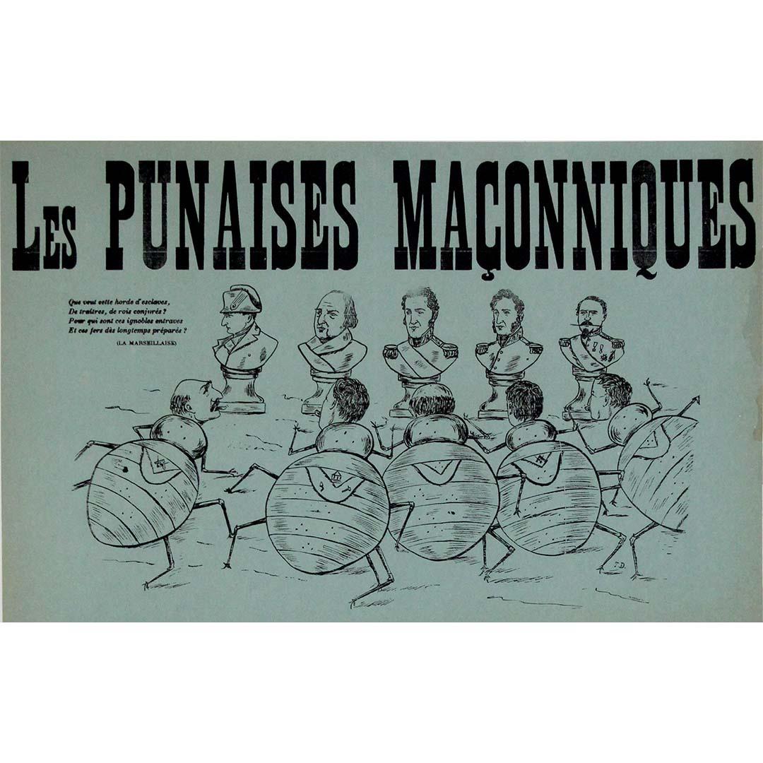 Seltene circa 1908 Französisch satirische Plakat - The Masonic Bedbugs im Angebot 1