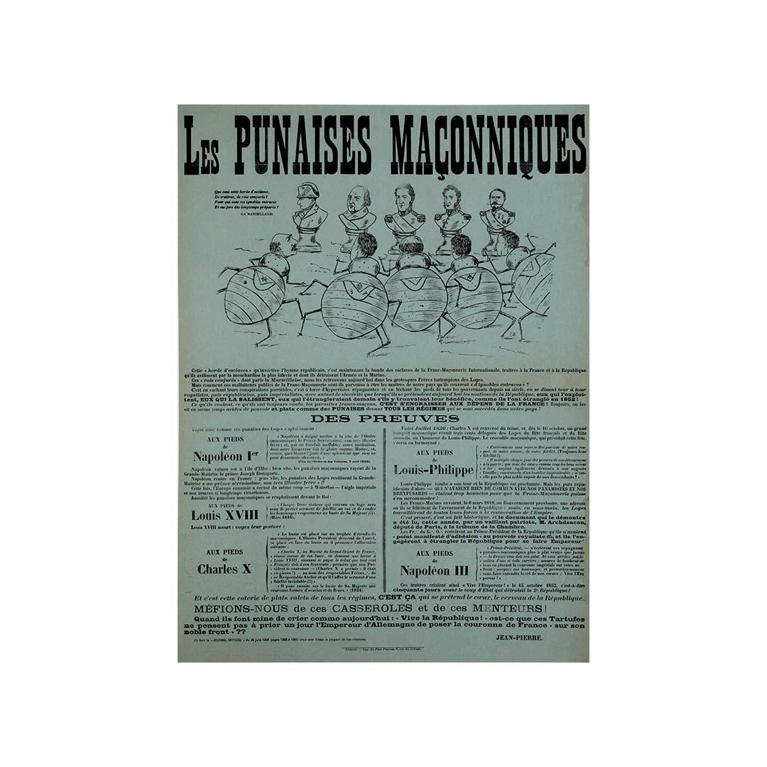 Seltene circa 1908 Französisch satirische Plakat - The Masonic Bedbugs im Angebot 2