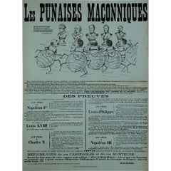 Rare circa 1908 French satirical poster - The Masonic Bedbugs