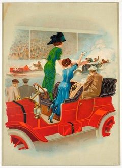 Rare Early Original Antique Car Racing Poster (Possibly The Minneapolis Races)