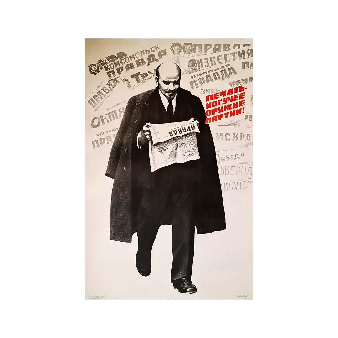 Rare affiche de propagande originale de l'Union soviétique  - Lenin - Pravda - CCCP URSS