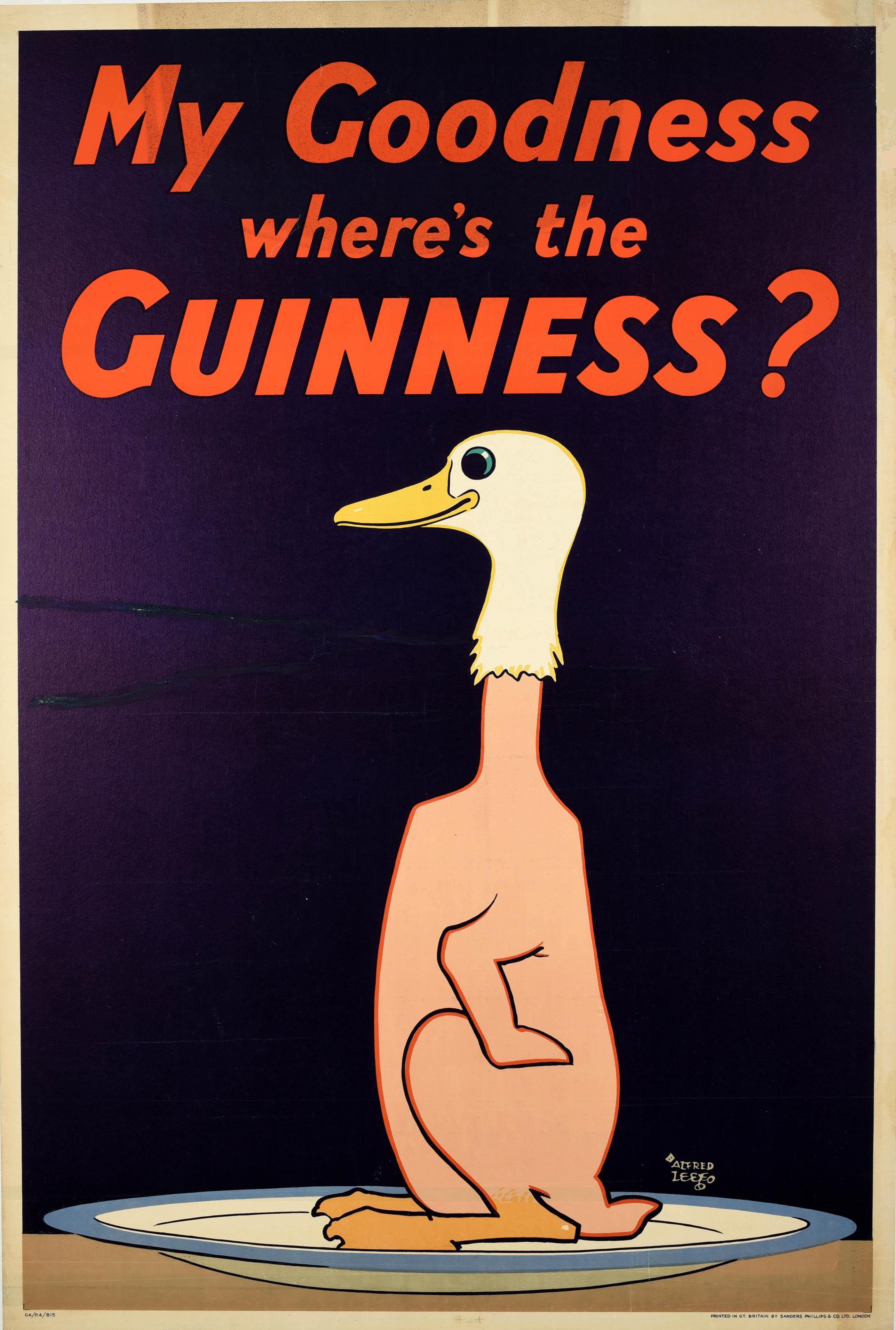 Unknown Print - Rare Original Vintage Guinness Poster My Goodness Where's The Guinness Goose