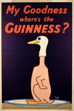 Rare Original Vintage Guinness Poster My Goodness Where's The Guinness Goose
