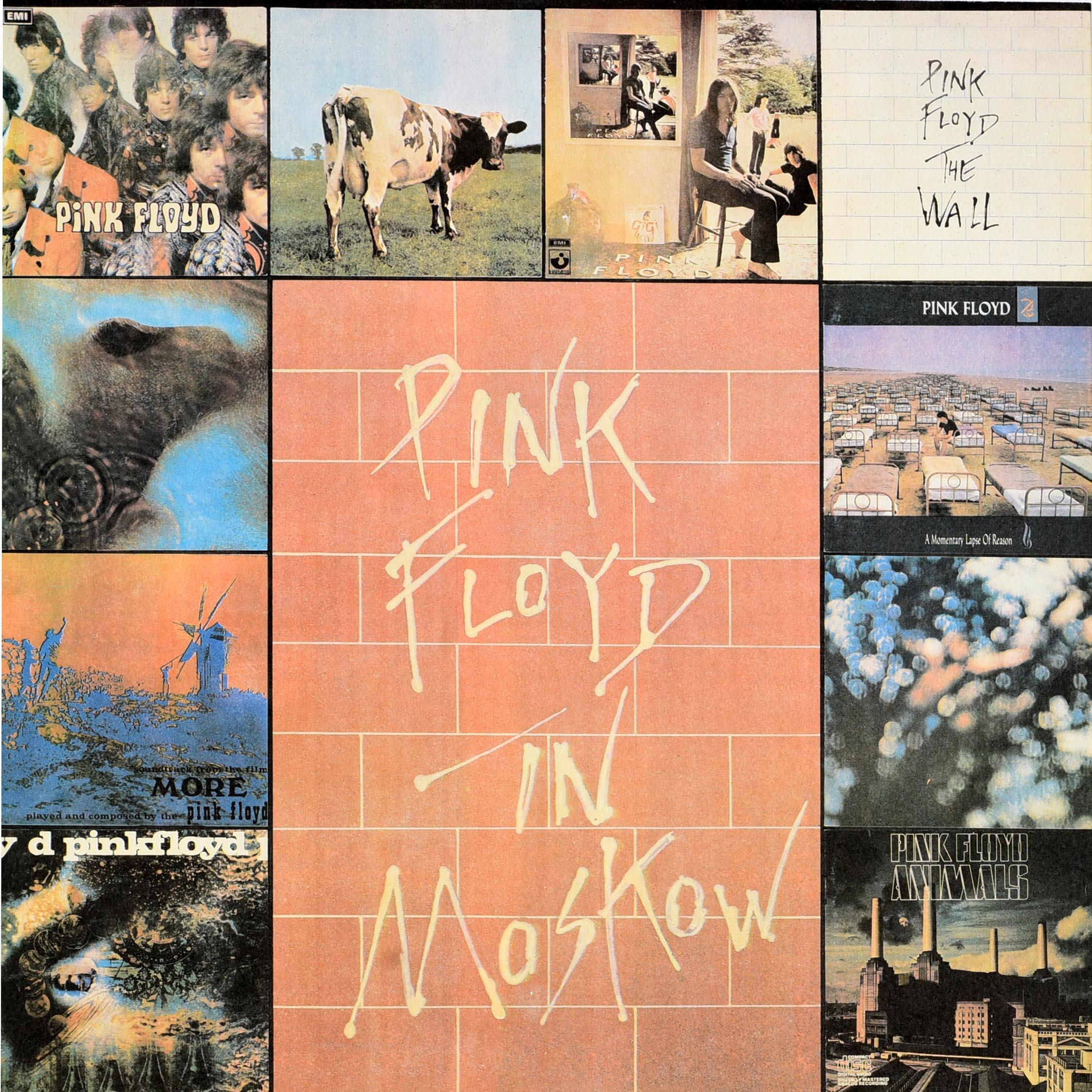 Seltenes Original-Vintage-Musik-Konzertplakat Pink Floyd in Moskow, Moskau, UdSSR (Beige), Print, von Unknown