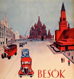 Rare Original Vintage USSR Travel Poster Intourist Visit Soviet Union Art Deco