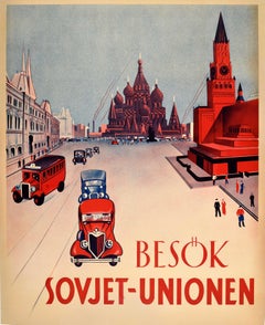 Rare Original Vintage USSR Travel Poster Intourist Visit Soviet Union Art Deco