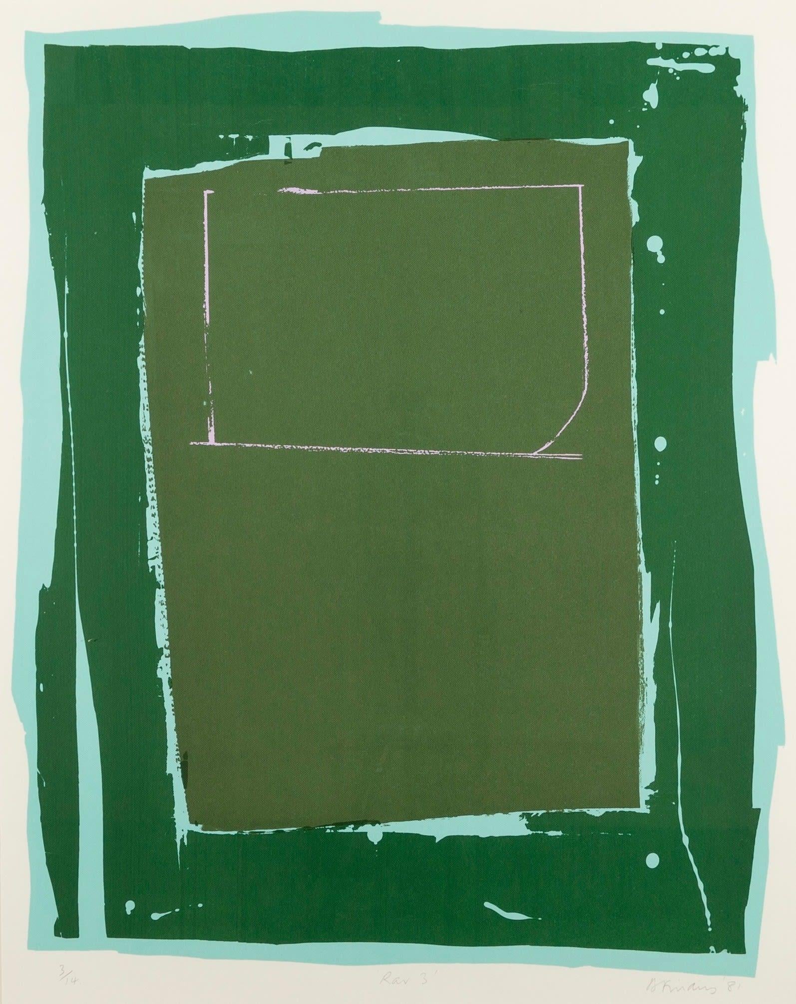 Rav 3 by Brian Fielding, 1981

Additional information:
Medium: screenprint
61 x 48.3 cm
24 x 19 in
signed, titled, dated and numbered in pencil

Brian Fielding was a member of the young generation of post-war British painters who took their